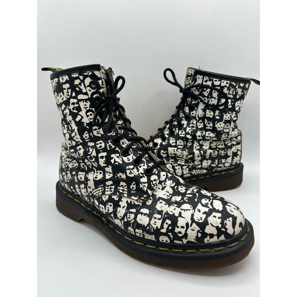 RARE VTG Dr Martens 1460 Boots England Andy Warhol Face Prints  UK 5 EU 38 US 7